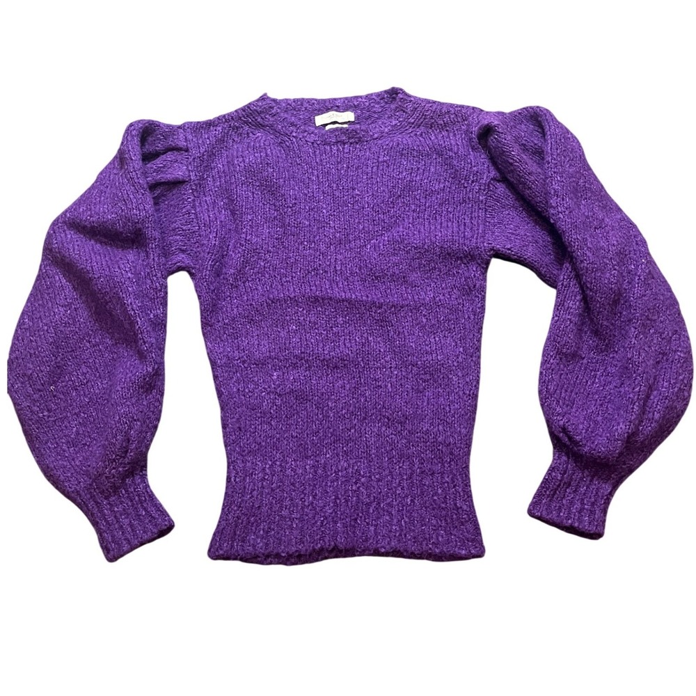 Isabel Etoile Marant Alpaca Blend Purple Puff Sleeve Knit Sweater Womens 34 XS